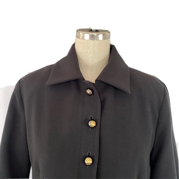 CAbi Abbott Jacket Blazer #3027 Puff Statement Sleeve Button Front Black Sz 4 - Picture 4 of 13